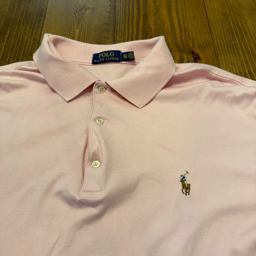 Polo‎ Ralph Lauren Shirt Men XLTall Flesh Pony Pima Soft Touch Polo Pink